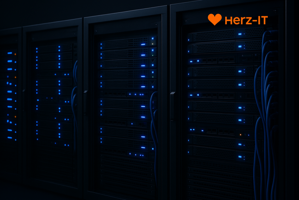 IT-Server mit Herz-IT Logo - moderne Serverinfrastruktur